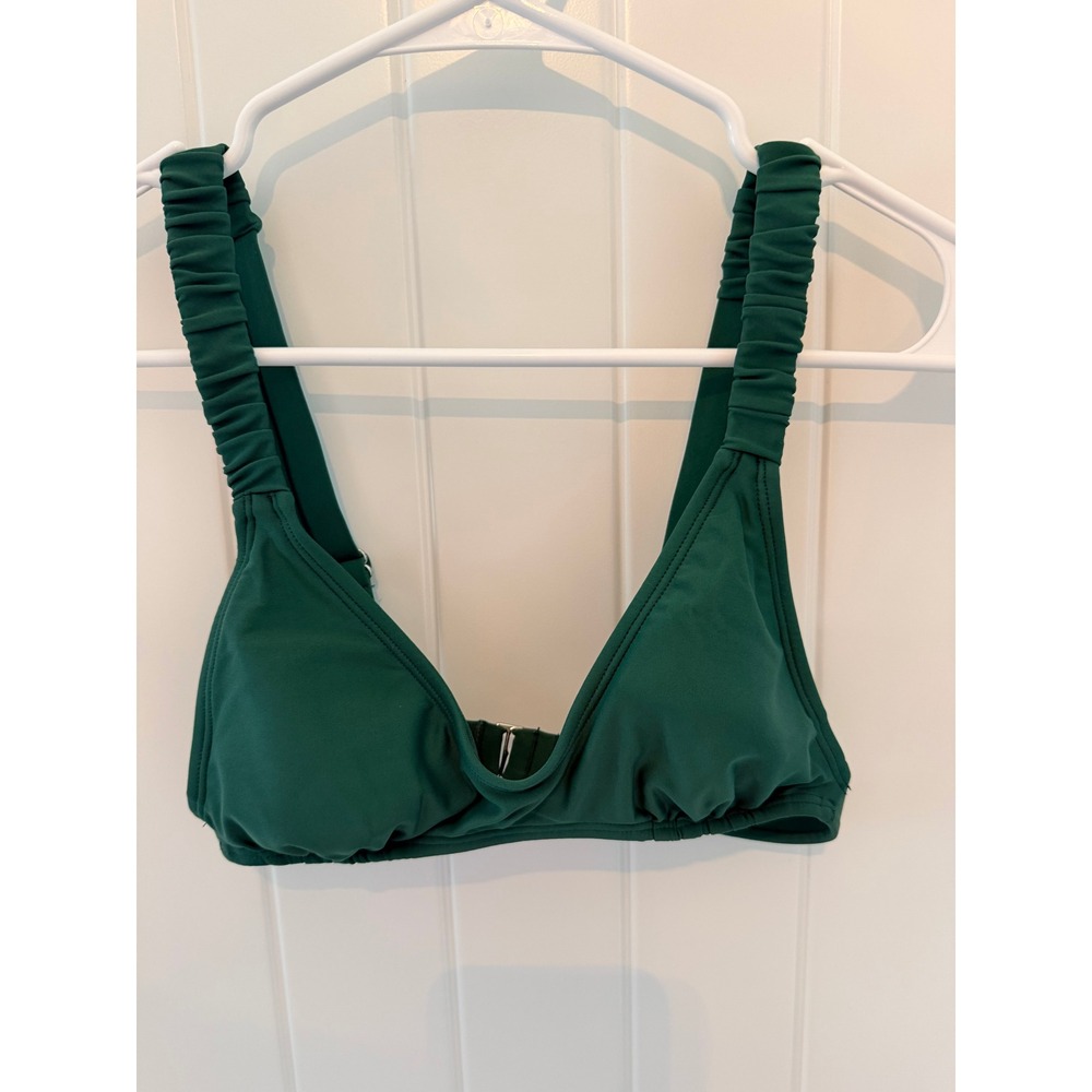 Wild‎ Fable Womens Ruched Strap Triangle Bikini Top Forest Green XS